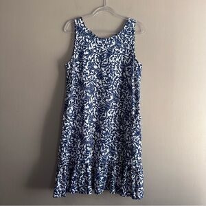 Lilly Pulitzer Krillin It Blue White Lobster Print Flounce Dress Womens Large
